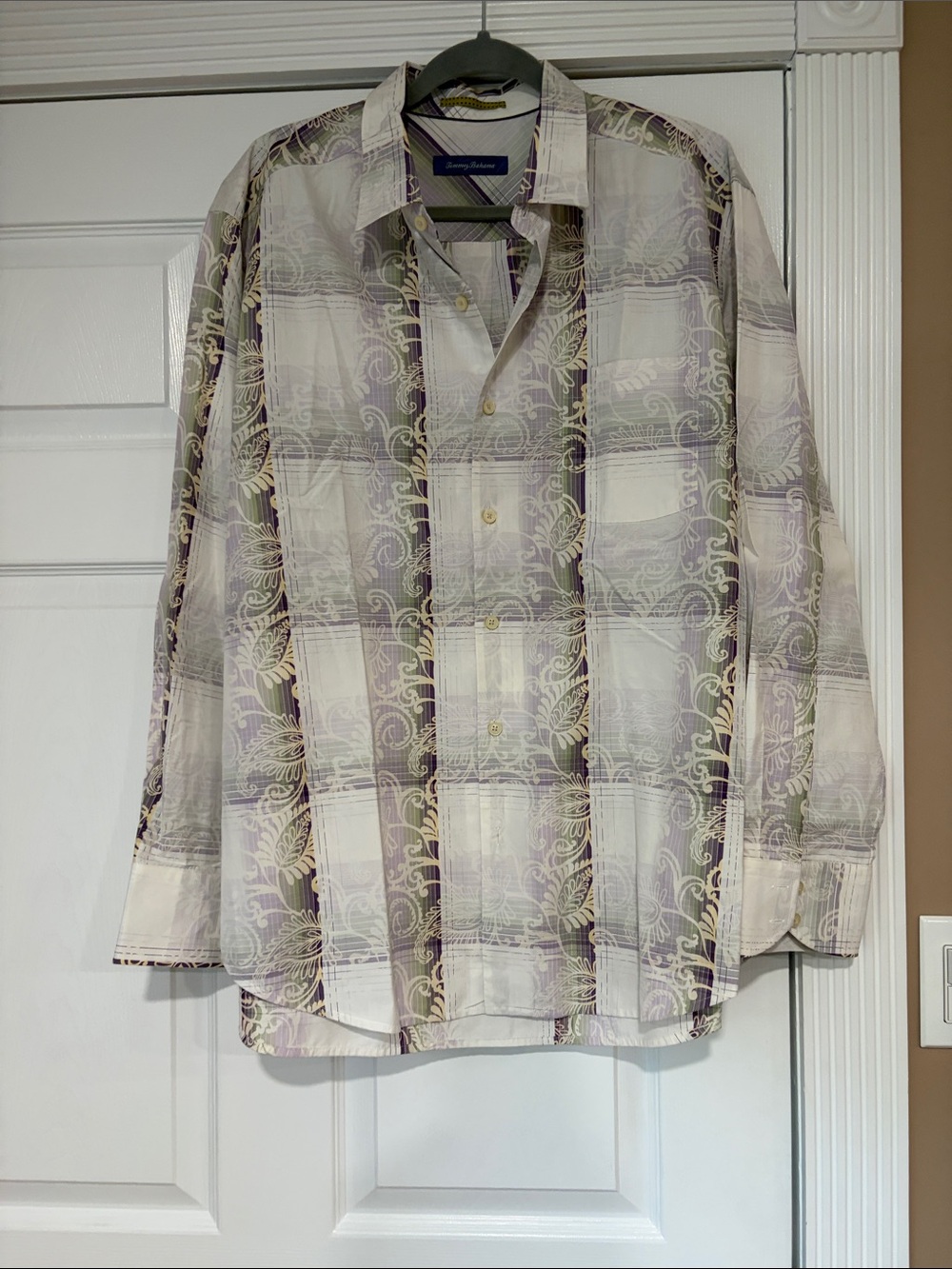 Final sale-Tommy Bahama Light Purple and Cream Plaid Button-Down Shirt